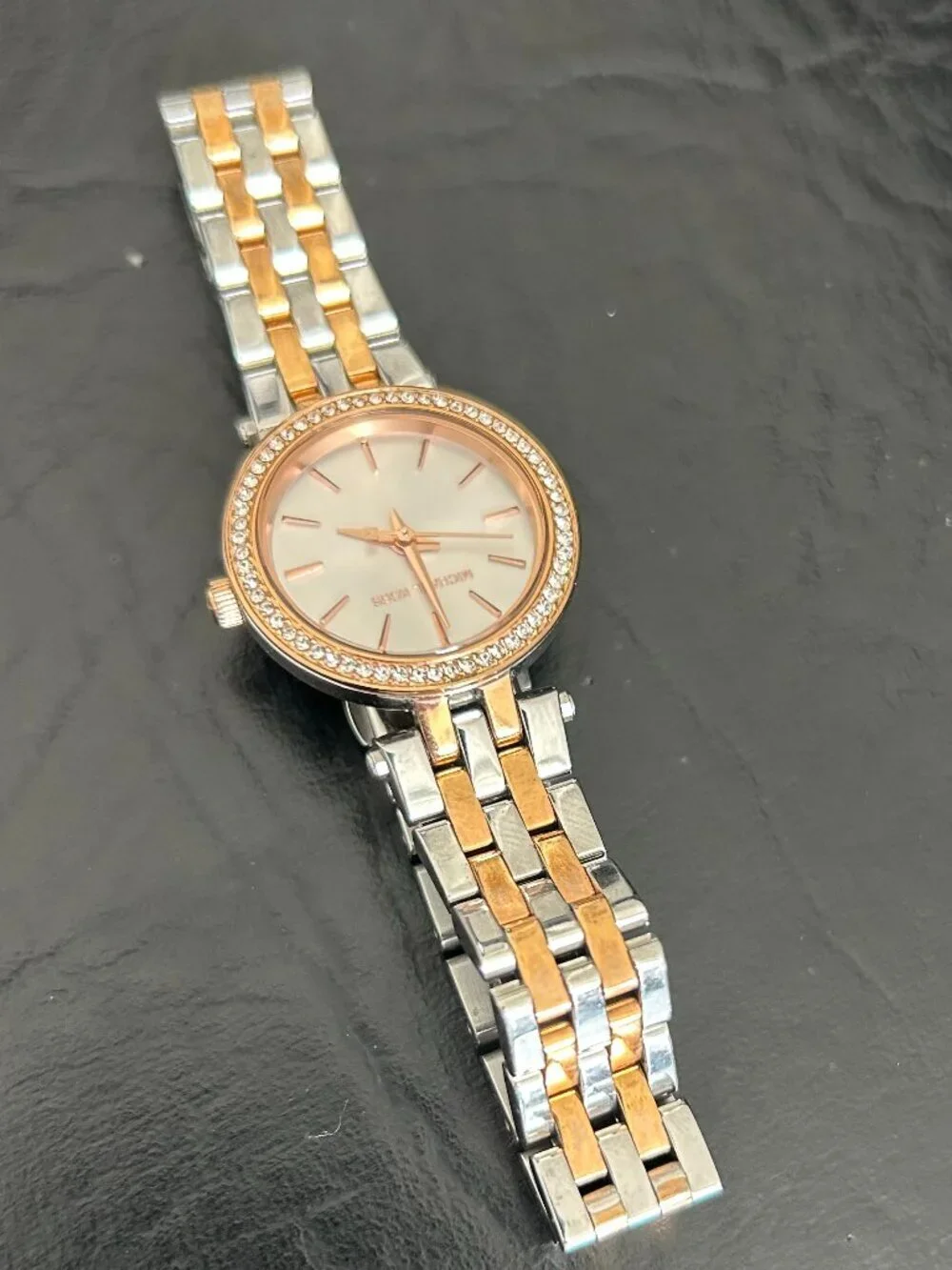 Michael Kors MK3298 Petite Darci Two-Tone Watch Crystal Bezel New Battery 7.5\